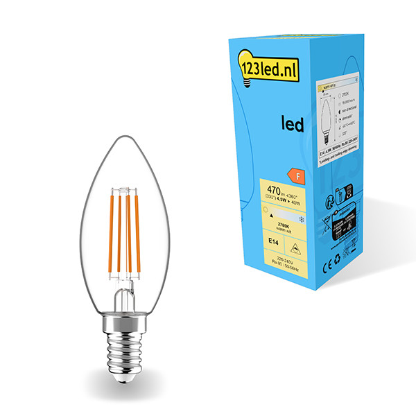 123led LED lamp E14 | Kaars C35 | Filament | 2700K | Dimbaar | 4.5W (40W)  LDR01882 - 1