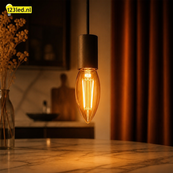 123led LED lamp E14 | Kaars C35 | Filament | Goud | 2100K | Dimbaar | 3.5W (25W) LDR02662 - 4