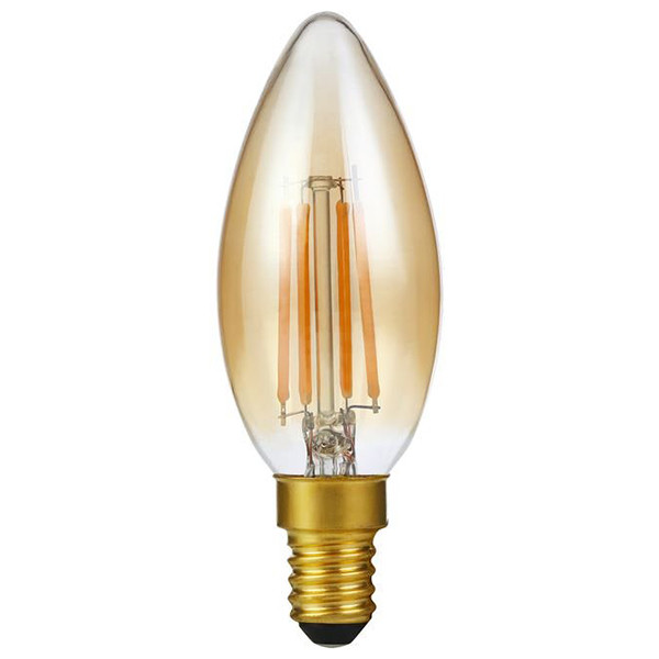 123led LED lamp E14 | Kaars C35 | Filament | Goud | 2200K | Dimbaar | 4W (25W)  LDR09280 - 1