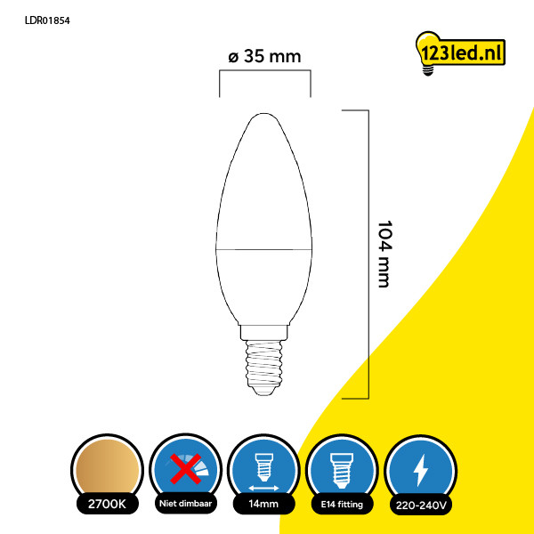 123led LED lamp E14 | Kaars C35 | Mat | 2700K | 4.9W (40W) LDR01854 - 2