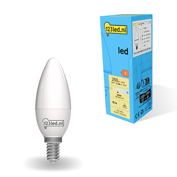123led LED lamp E14 | Kaars C35 | Mat | 4000K | 2.5W (25W)  LDR01852 - 1