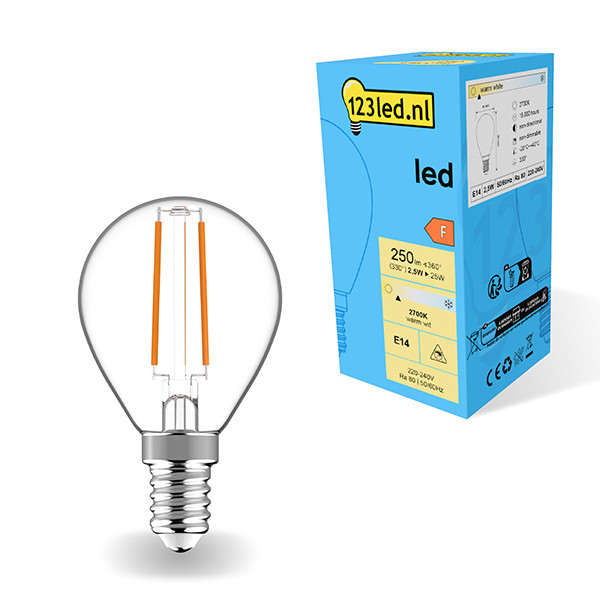 123led LED lamp E14 | Kogel G45 | Filament | 2700K | 2.5W (25W)  LDR01884 - 1