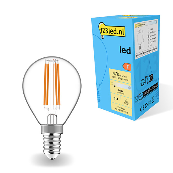 123led LED lamp E14 | Kogel G45 | Filament | 2700K | 4.5W (40W)  LDR01886 - 1