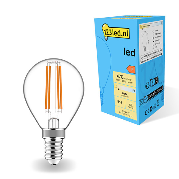 123led LED lamp E14 | Kogel G45 | Filament | 2700K | Dimbaar | 4.5W (40W)  LDR01894 - 1