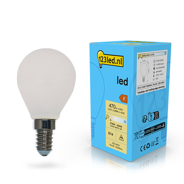 123led LED lamp E14 | Kogel G45 | Mat | 2200-2700K | Dim to warm | 4.5W (40W) LDR02082 - 1