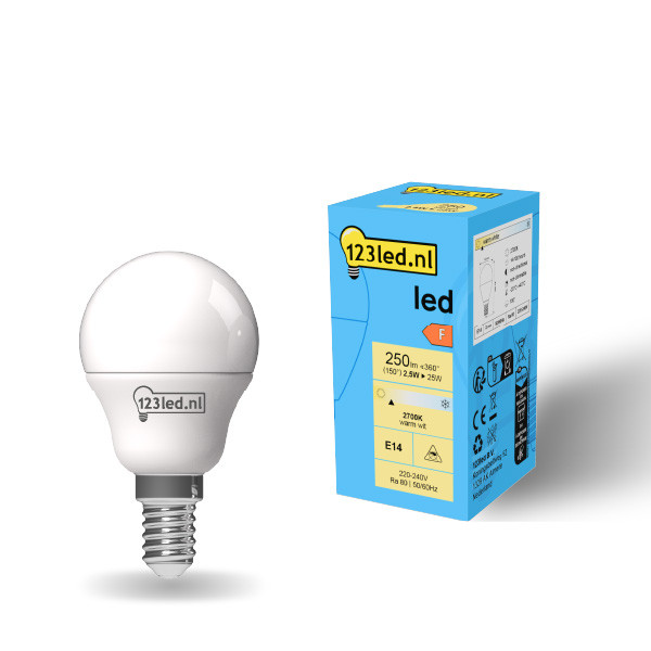 123led LED lamp E14 | Kogel G45 | Mat | 2700K | 2.5W (25W)  LDR01896 - 1