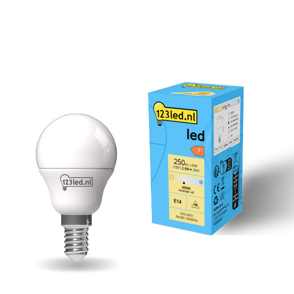 123led LED lamp E14 | Kogel G45 | Mat | 4000K | 2.5W (25W)  LDR01898 - 1