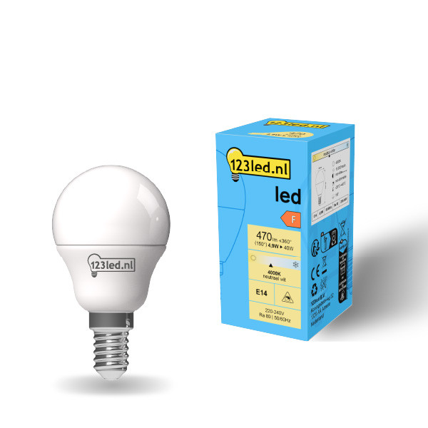 123led LED lamp E14 | Kogel G45 | Mat | 4000K | 4.9W (40W)  LDR01902 - 1
