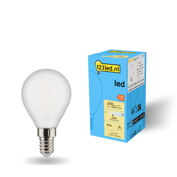 123led LED lamp E14 | Kogel G45 | Mat | 4000K | Dimbaar | 4.5W (40W)  LDR01914 - 1
