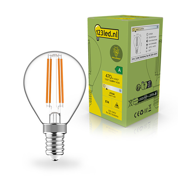 123led LED lamp E14 | Kogel G45 | Ultra Efficient | Filament | Helder | 2700K | 2.2W (40W) LDR02394 123led LED lamp E14 | Kogel G45 | Ultra Efficient | Filament | Helder | 2700K | 2.2W (40W) LDR02394 - 1