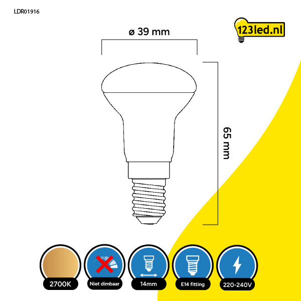 123led LED lamp E14 | Reflector R39 | Helder | 2700K | 1.5W (21W) LDR01916 - 2