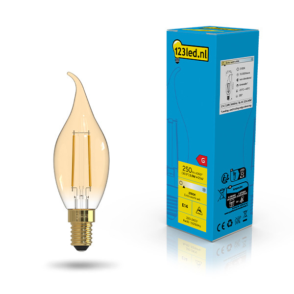 123led LED lamp E14 | Sierkaars B35 | Filament | Goud | 2100K | Dimbaar | 3.5W (25W) LDR02660 - 1