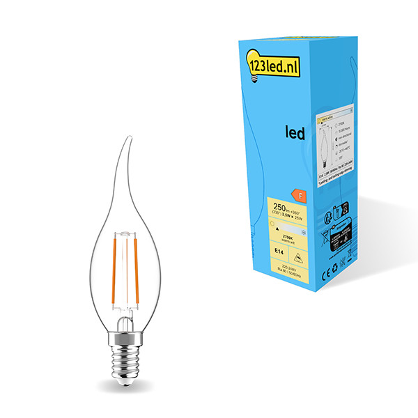 123led LED lamp E14 | Sierkaars C35 | Filament | Helder | 2700K | Dimbaar | 2.5W (25W) LDR01870 - 1