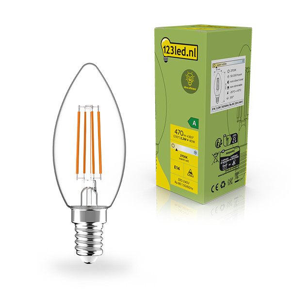 123led LED lamp E14 | UltraEfficient | Kaars C35 | Filament | 2700K | 2.2W (40W) LDR02392 - 1