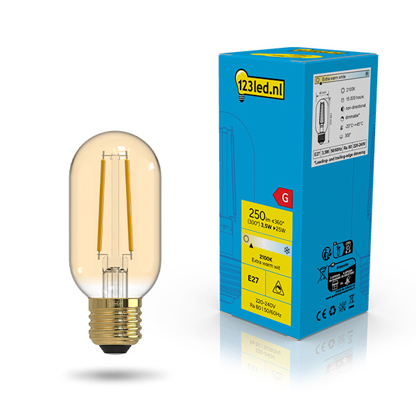 123led LED lamp E27 | Buis T45 | Goud | 2100K | Dimbaar | 3.5W (25W) LDR02666 - 1