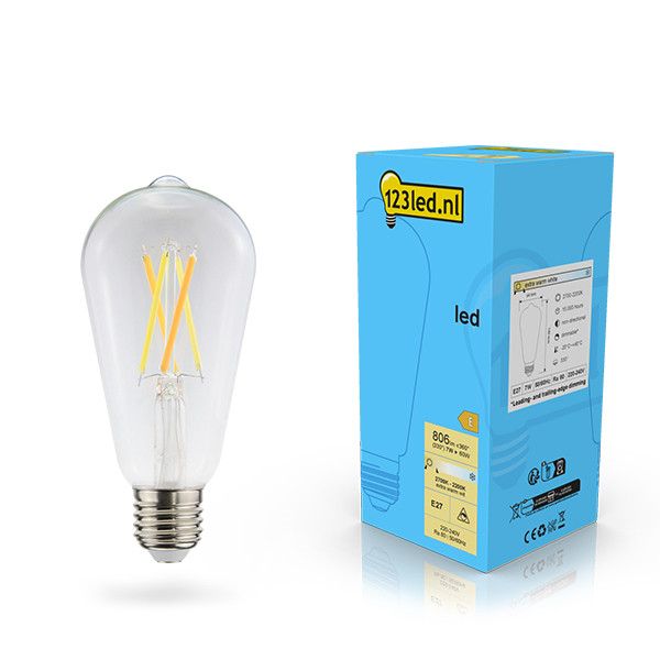 123led LED lamp E27 | Edison ST64 | Filament | 2200-2700K | Dim to warm | 7W (60W) LDR02118 - 1