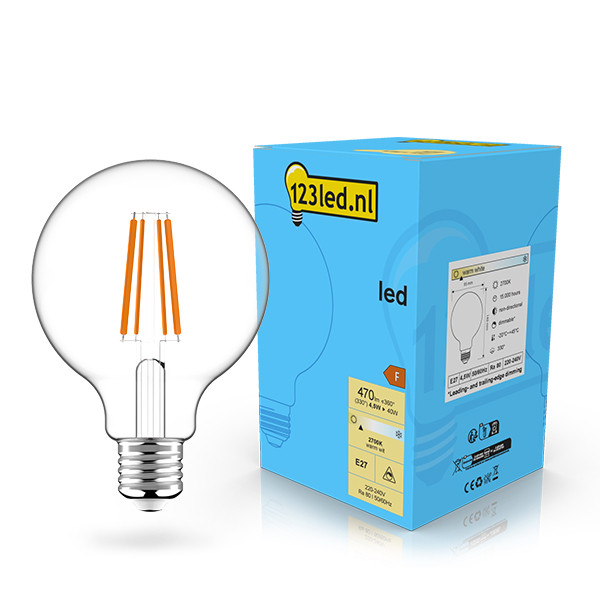 123led LED lamp E27 | Globe G95 | Filament | 2700K | Dimbaar | 4.5W (40W)  LDR02094 - 1