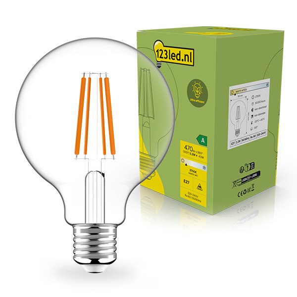 123led LED lamp E27 | Globe G95 | Ultra Efficient | Filament | 2700K | 2.2W (40W) LDR02408 - 1