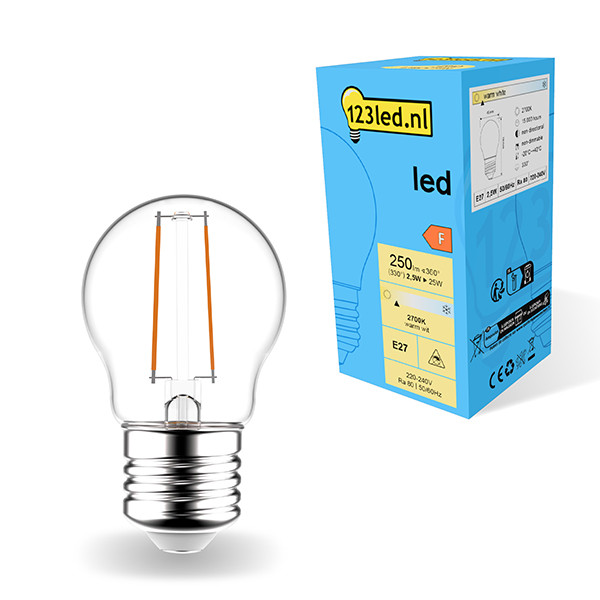 123led LED lamp E27 | Kogel G45 | Filament | 2700K | 2.5W (25W)  LDR01822 - 1