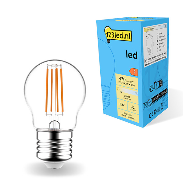 123led LED lamp E27 | Kogel G45 | Filament | 2700K | Dimbaar | 4.5W (40W)  LDR01830 - 1