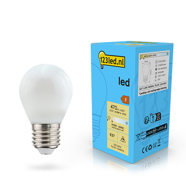 123led LED lamp E27 | Kogel G45 | Mat | 2200-2700K | Dim to warm | 4.5W (40W) LDR02084 - 1
