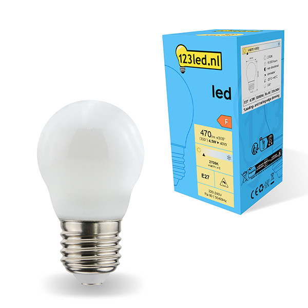 123led LED lamp E27 | Kogel G45 | Mat | 2700K | Dimbaar | 4.5W (40W)  LDR01818 - 1