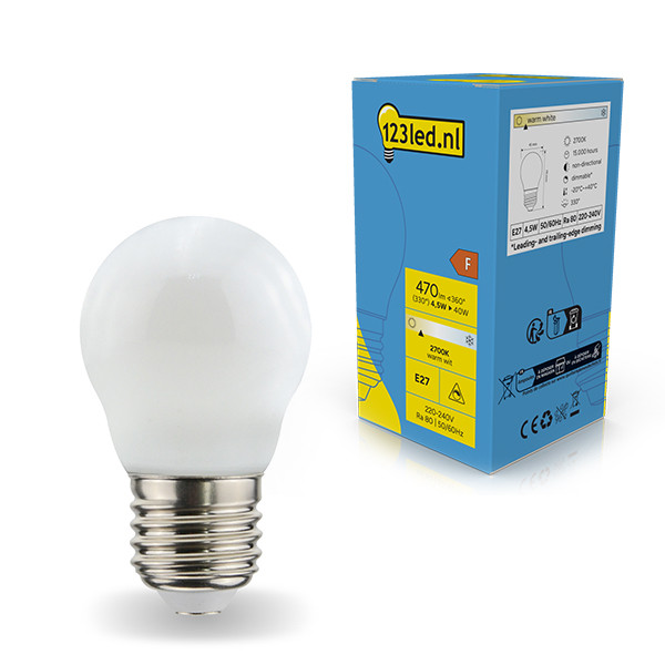 123led LED lamp E27 | Kogel G45 | Mat | 2700K | Dimbaar | 4.5W (40W)  LDR01818 - 1