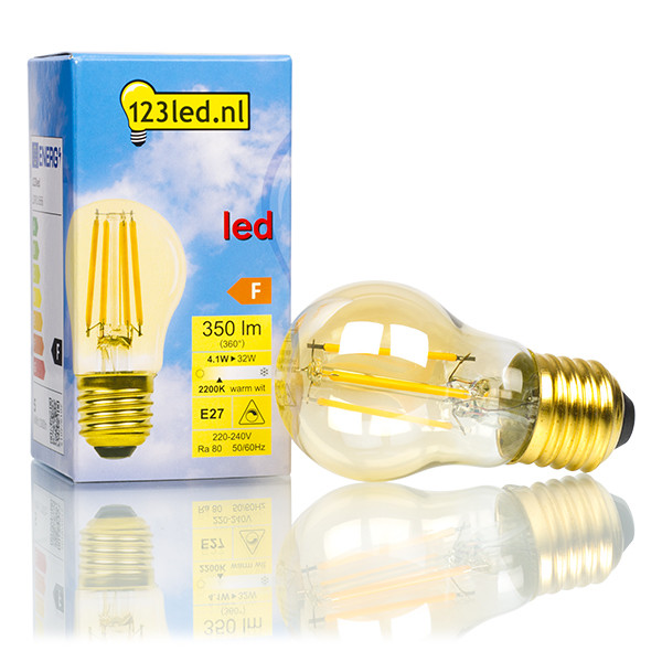 123led LED lamp E27 | Kogel P45 | Filament | Goud | 2200K | Dimbaar | 4.1W (32W) LDR01666 - 1