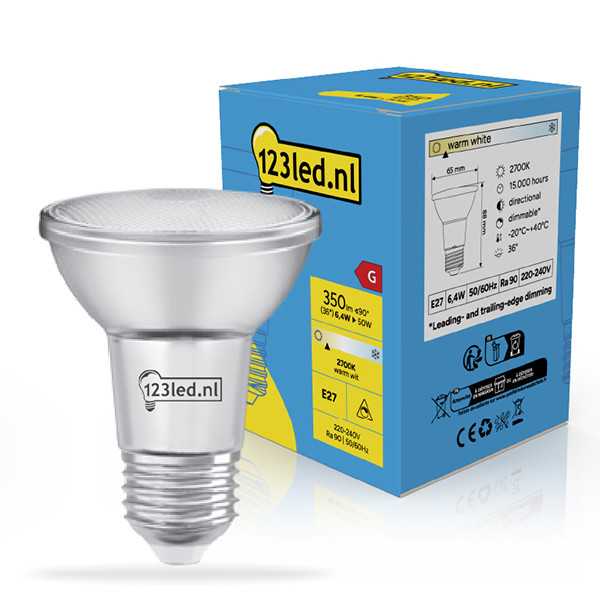 123led LED lamp E27 | PAR20 | 2700K | Dimbaar | 6.4W (50W) LDR02545 - 1