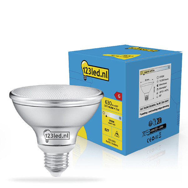 123led LED lamp E27 | PAR30S | 2700K | Dimbaar | 10W (75W) LDR02547 - 1