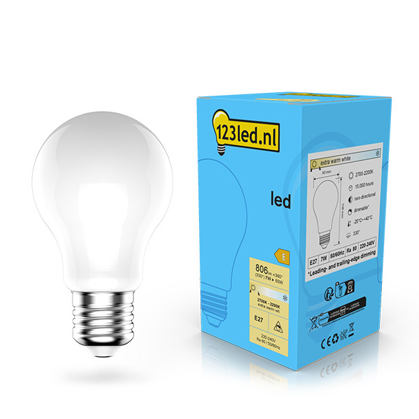 123led LED lamp E27 | Peer A60 | Dim to Warm | Mat | 2200-2700K | Dimbaar | 7W (60W)  LDR02092 - 1