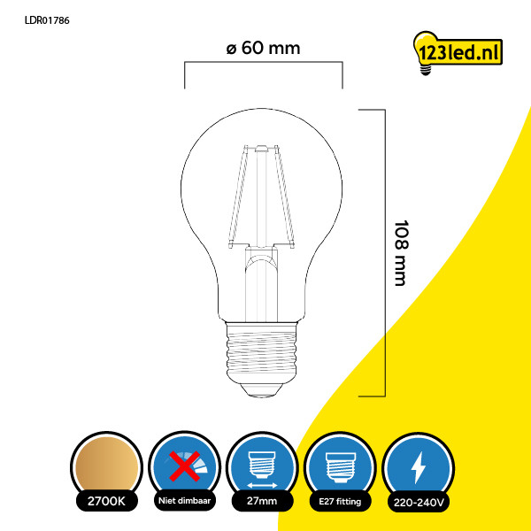 123led LED lamp E27 | Peer A60 | Filament | 2700K | 2.5W (25W)  LDR01786 - 2