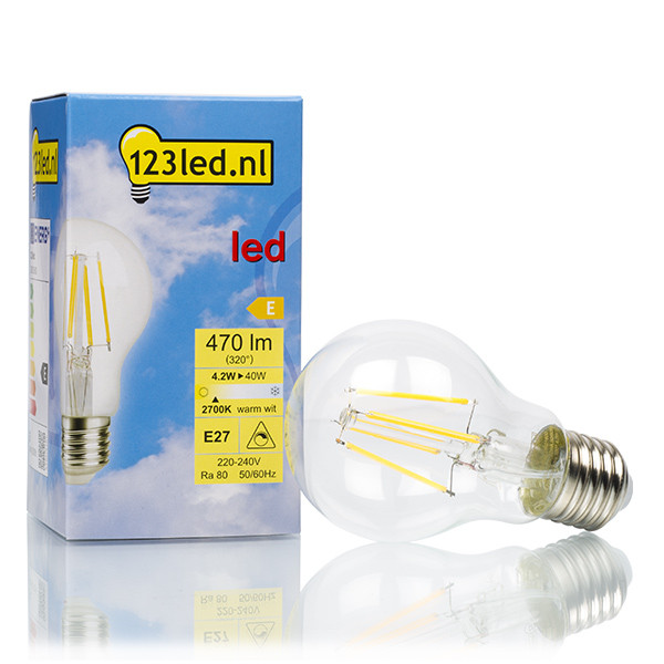 123led LED lamp E27 | Peer A60 | Filament | Helder | 2700K | Dimbaar | 4.2W (40W) LDR01600 - 1