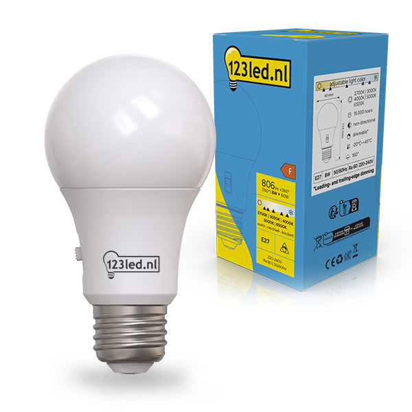 123led LED lamp E27 | Peer A60 | Mat | 2700-3000-4000-5000-6500K | Dimbaar | 8W (60W) LDR02378 - 1