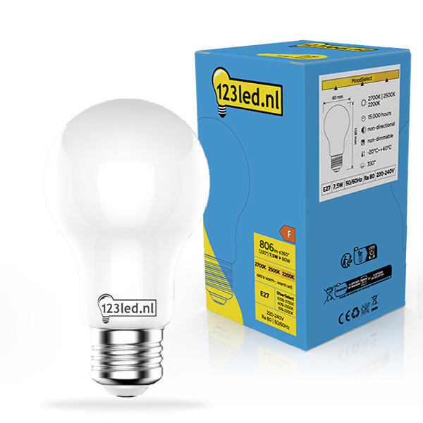 123led LED lamp E27 | Peer A60 | Mat | MoodSelect | 2200-2500-2700K | 7.5W (60W) LDR02591 - 1