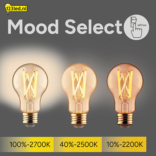 123led LED lamp E27 | Peer A60 | MoodSelect | 2200-2500-2700K | Dimbaar | 7.5W (60W) LDR02589 - 2