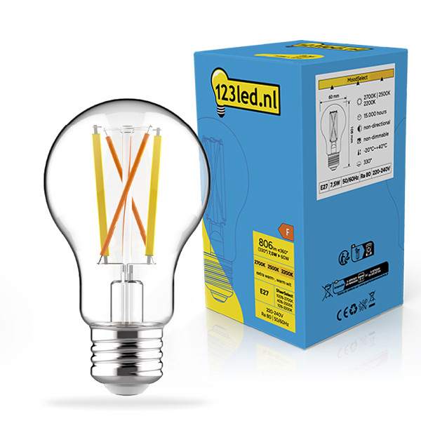 123led LED lamp E27 | Peer A60 | MoodSelect | 2200-2500-2700K | Dimbaar | 7.5W (60W) LDR02589 - 1