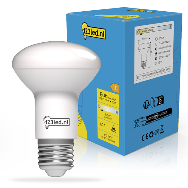 123led LED lamp E27 | Reflector R63 | Mat | 2700K | 7W (60W) LDR02541 - 1