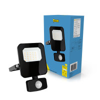 123led Led Breedstraler met sensor 10W | 4000K | 1200 lumen | IP65 | Zwart  LDR02202