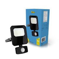 123led Led Breedstraler met sensor 10W | 6500K | 1200 lumen | IP65 | Zwart  LDR02203