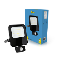 123led Led Breedstraler met sensor 30W | 6500K | 3600 lumen | IP65 | Zwart  LDR02207