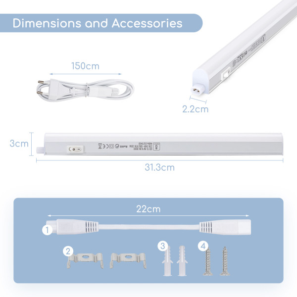 123led Led T5 Armatuur | 30 cm | incl. lamp | 3000K | 380 lumen | 4W  LDR03213 - 6