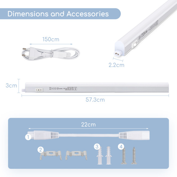 123led Led T5 Armatuur | 60 cm | incl. lamp | 4000K | 800 lumen | 8W  LDR03217 - 5