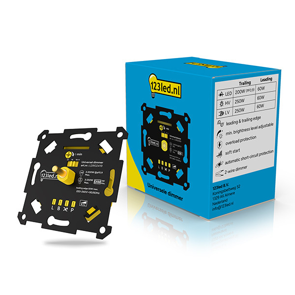 Led dimmer inbouw 3-250W | Fase aan- en afsnijding (RLC) | 123led huismerk LDR02419 - 1