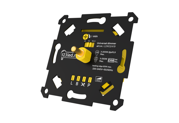 Led dimmer inbouw 3-250W | Fase aan- en afsnijding (RLC) | 123led huismerk LDR02419 - 2