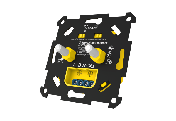 Led duo dimmer inbouw 2x 0-100W | Fase aan- en afsnijding (RLC)  | 123led huismerk LDR02420 - 2