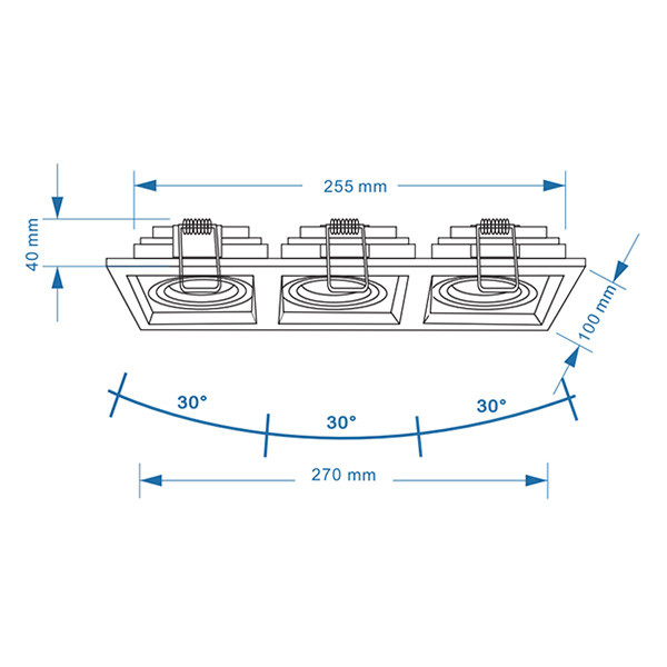 123led Led inbouwarmatuur | Rechthoek | Zwart/Wit | 3x GU10 fitting | Ø 90 mm | IP20  LDR08013 - 4