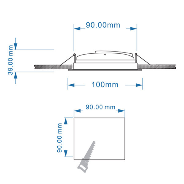 123led Led inbouwarmatuur | Vierkant | Zwart/Wit | GU10 fitting | Ø 90 mm | IP20  LDR08011 - 5