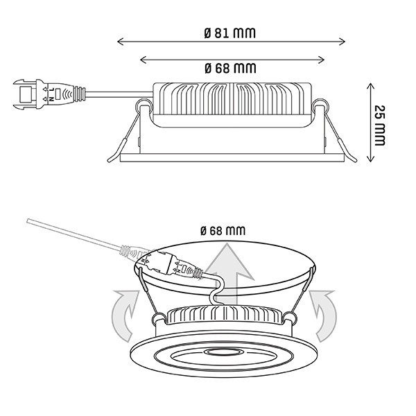 123led Led inbouwspot | Rond | 2700K | Nikkel | Ø 68mm | IP44 | Dimbaar | 5.5W  LDR01970 - 4