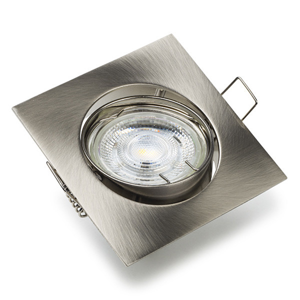 Led inbouwspot GU10 vierkant | Nikkel | 2200-2700K | Dimbaar | IP20 | 4W (50W) LDR08422 - 1